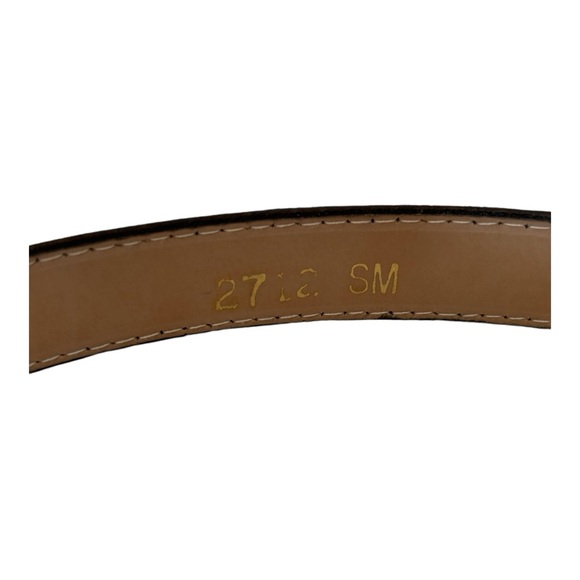 Motion East leather dress belt w/ gold finished rectangular buckle | small - Picture 9 of 13